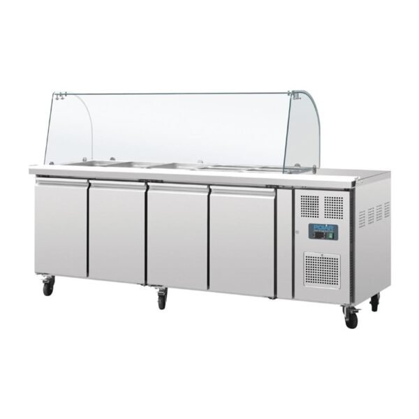 Table de praparation pizzas/sandwichs – Vitre bombee- 4 Portes – POLAR – CT395 – Image 2