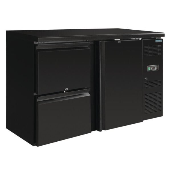 Arriere-bar 1 Porte / 2 Tiroirs – Portes Pleines- Noir – POLAR – GL186
